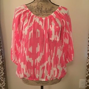 J Crew Pink and White Top Sz XS